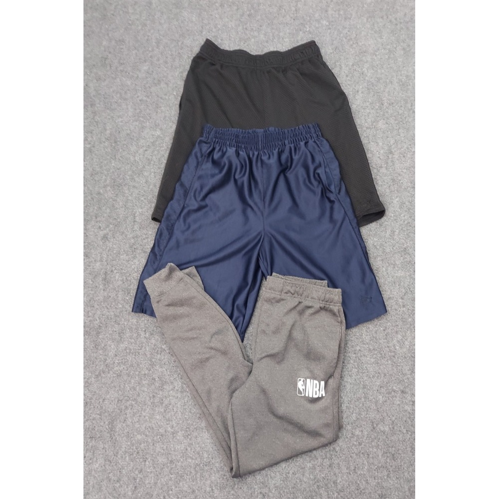 Lot 3 STARTER NBA Sweat Pants Shorts Boys XL 14-16 Gray Black Blue Athletic Wear